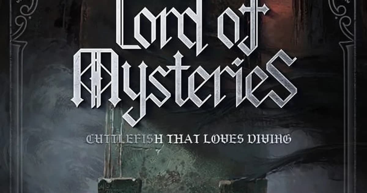 Official Lord of Mysteries cover showing gothic lettering above a shadowed industrial city