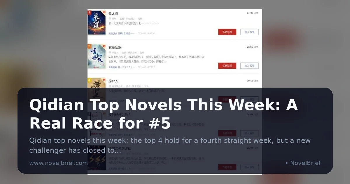 Preview: Qidian Top Novels This Week: A Real Race for #5 Now (News)